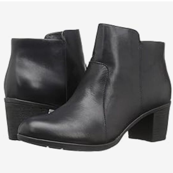 Easy Spirit Black Leather Ankle Boots Booties Comfortable Shoes Black Size 6W - Picture 1 of 14